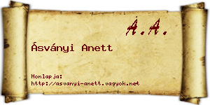 Ásványi Anett névjegykártya