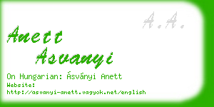 anett asvanyi business card